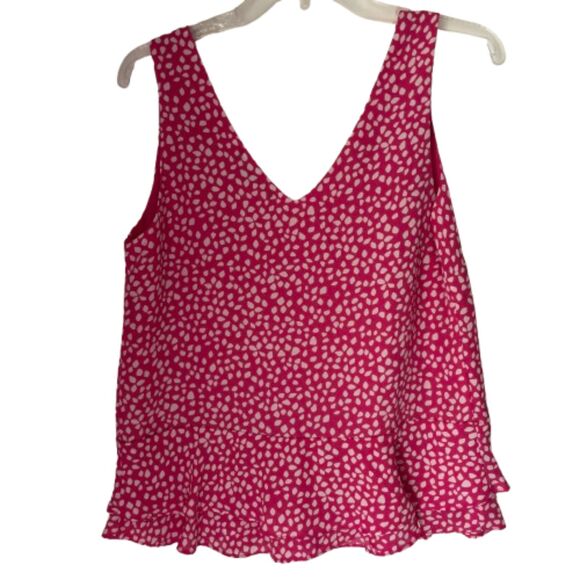 Gibson Respect The Ruffle Lined Sleeveless V Neck Flowy Blouse Woman Small #BD - Picture 2 of 7